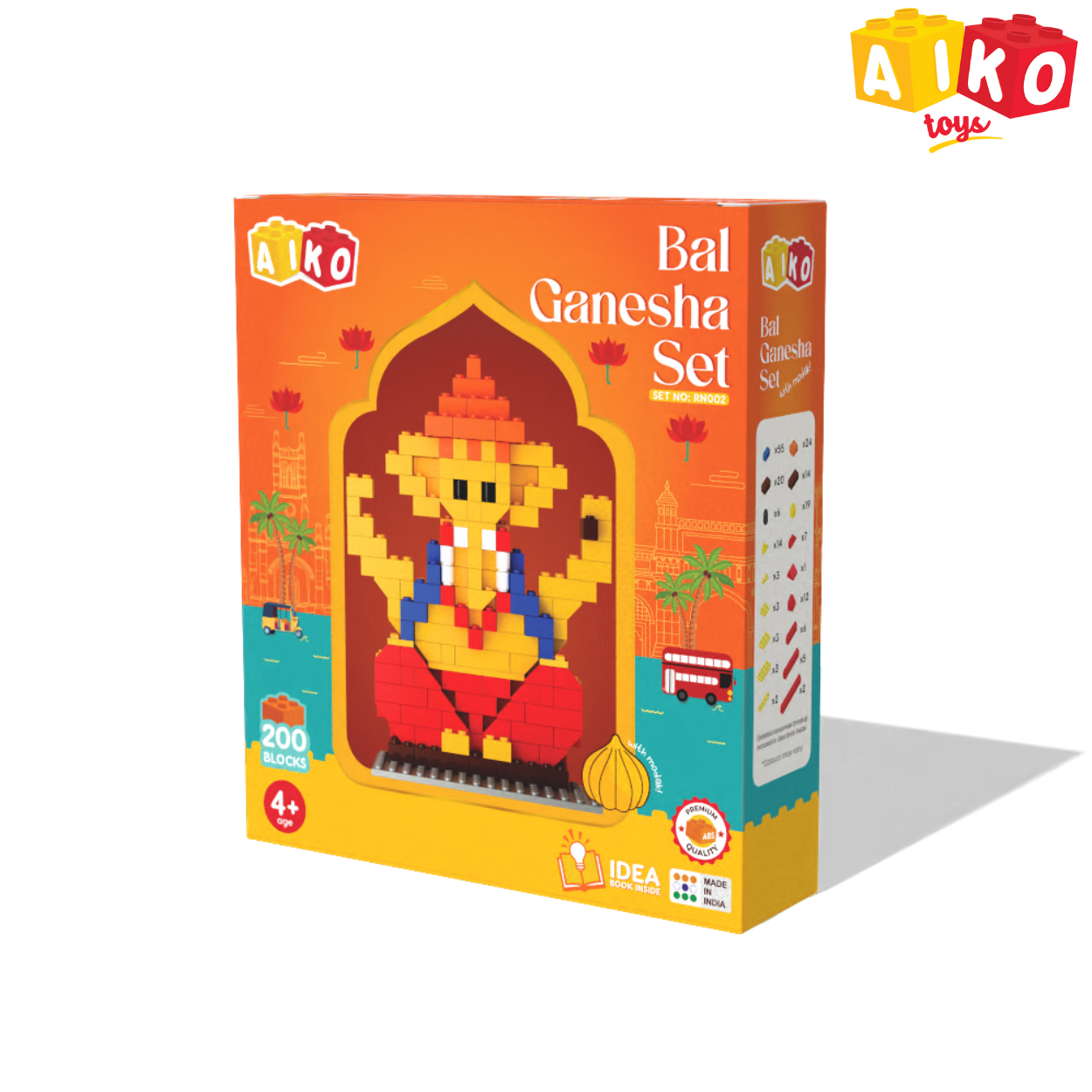 Bal Ganesha Building Block Set with Modak – Includes Mushak Sticker | Compatible with International Blocks | For Ages 4+ x SET OF 5