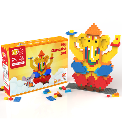 AIKO My Ganesha Set – Includes Mushak Sticker| Premium Cultural Building Block Toy