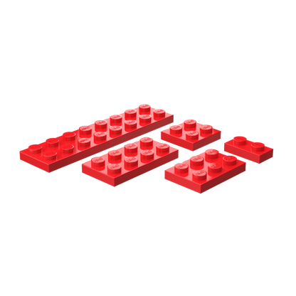 Flat Building Plates Combo Pack 1x2, 2x2, 2x3, 2x4 & 2x8 | Pack of 25 Pieces (5 each)