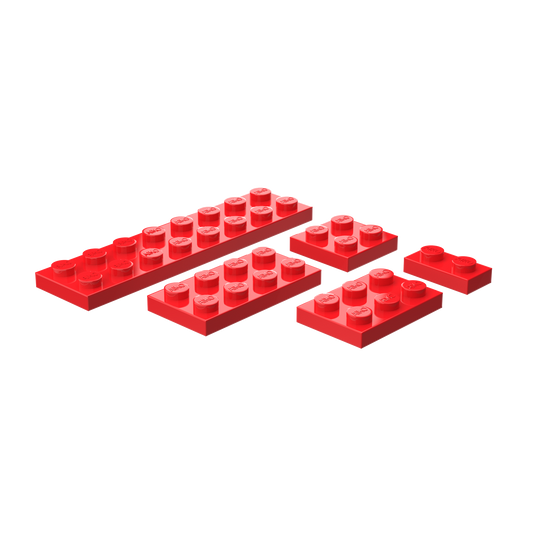 Flat Building Plates Combo Pack 1x2, 2x2, 2x3, 2x4 & 2x8 | Pack of 25 Pieces (5 each)