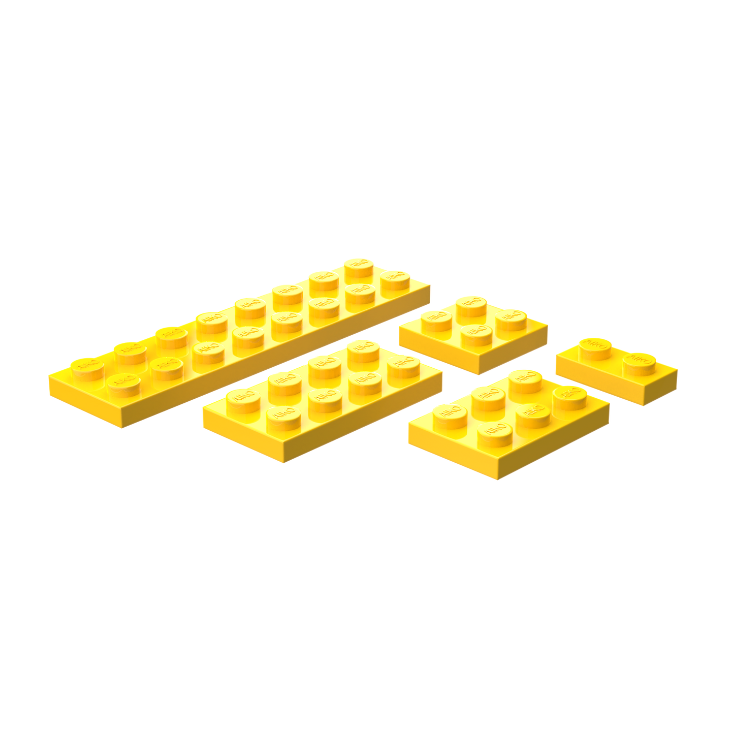Flat Building Plates Combo Pack 1x2, 2x2, 2x3, 2x4 & 2x8 | Pack of 25 Pieces (5 each)