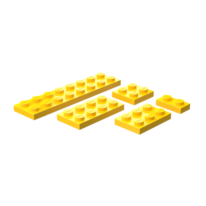 Flat Building Plates Combo Pack 1x2, 2x2, 2x3, 2x4 & 2x8 | Pack of 25 Pieces (5 each)