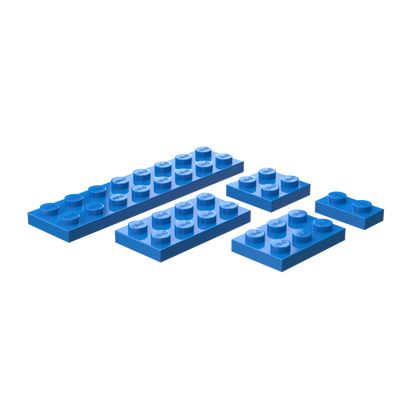 Flat Building Plates Combo Pack 1x2, 2x2, 2x3, 2x4 & 2x8 | Pack of 25 Pieces (5 each)