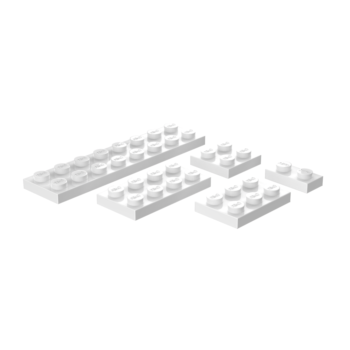 Flat Building Plates Combo Pack 1x2, 2x2, 2x3, 2x4 & 2x8 | Pack of 25 Pieces (5 each)