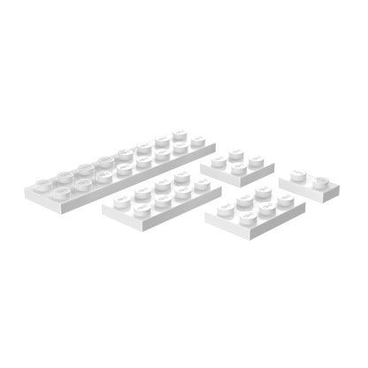 Flat Building Plates Combo Pack 1x2, 2x2, 2x3, 2x4 & 2x8 | Pack of 25 Pieces (5 each)