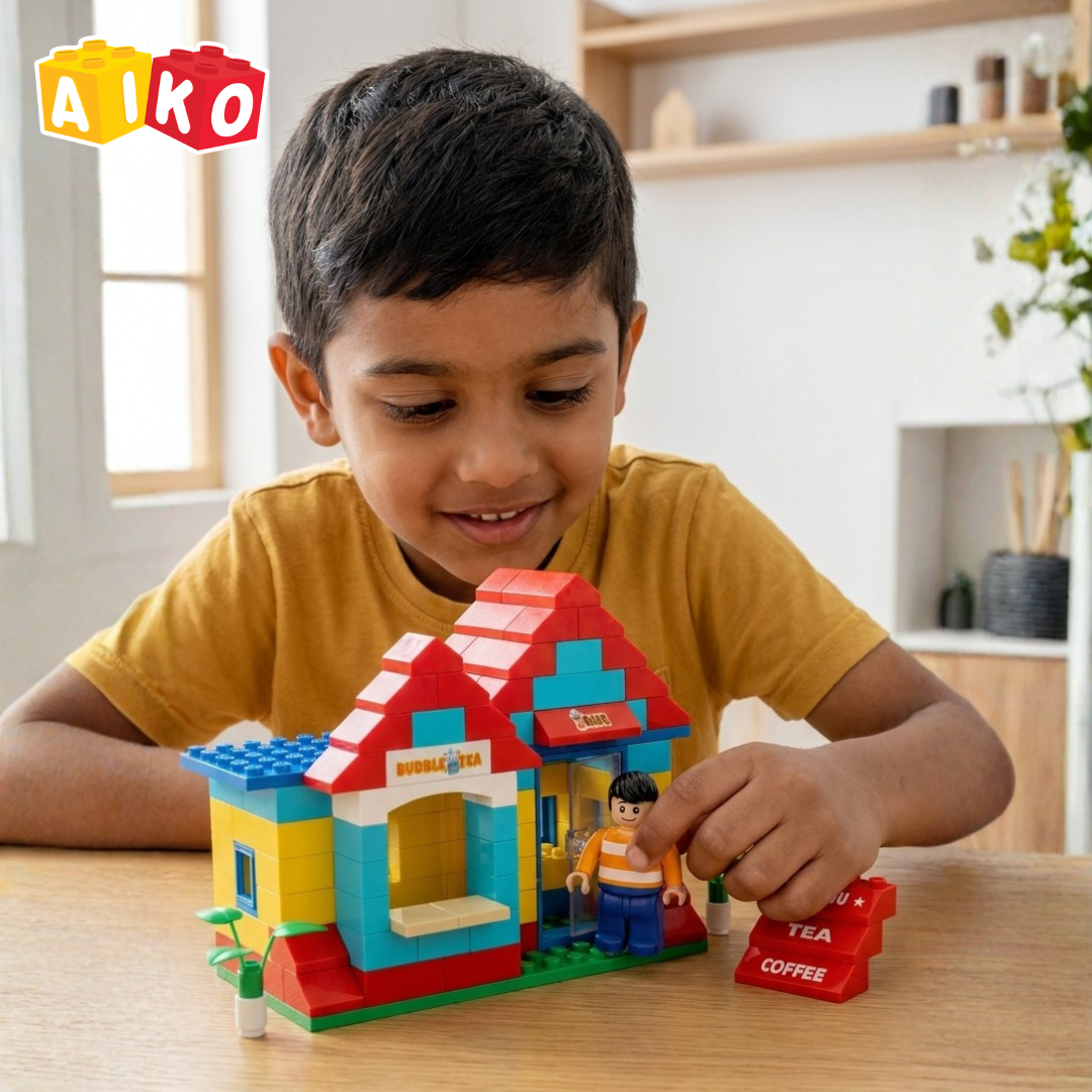 AIKO Town Cafe Set | Creative Building Blocks for Kids & Hobby Builders