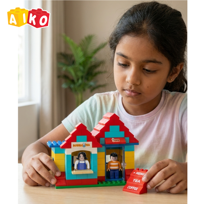 AIKO Town Cafe Set | Creative Building Blocks for Kids & Hobby Builders