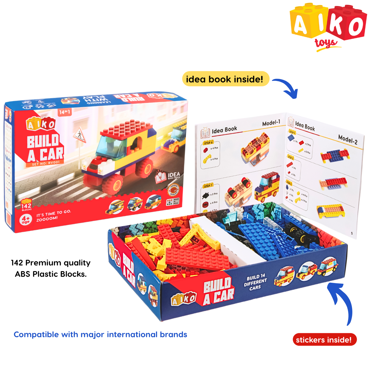 Build-a-Car |  Building Block Toy | STEM DIY Vehicle Set | Compatible with International Block Brands | Age 4+