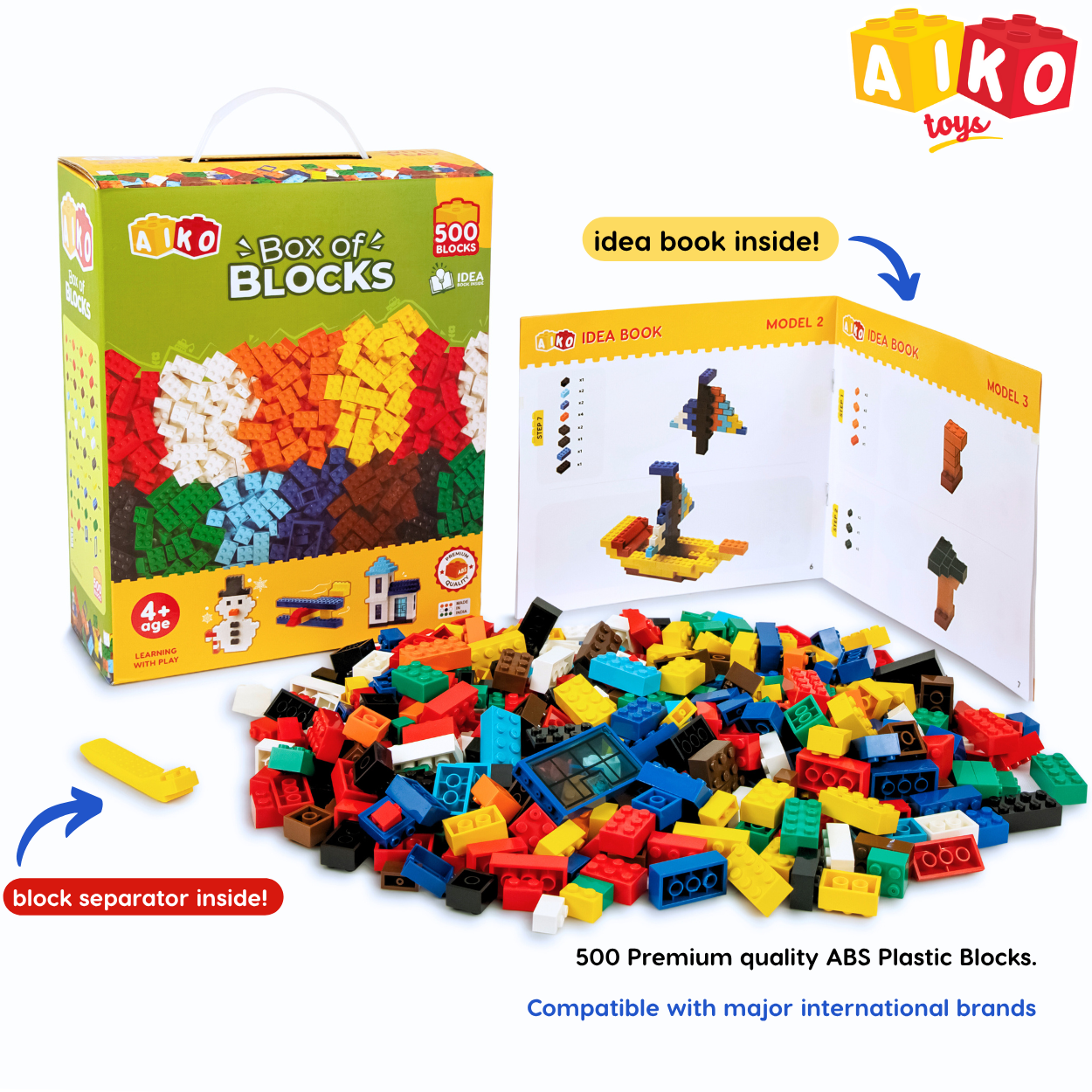 AIKO Box of Blocks 500pcs – Premium Building Block Set