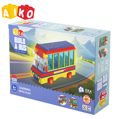 Build-a-Bus |  Building Block Toy | STEM DIY Vehicle Set | Compatible with International Block Brands | Age 6+