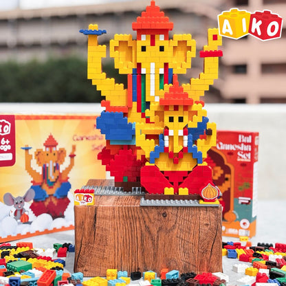 AIKO My Ganesha Set – Includes Mushak Sticker| Premium Cultural Building Block Toy