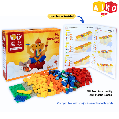 AIKO My Ganesha Set – Includes Mushak Sticker| Premium Cultural Building Block Toy