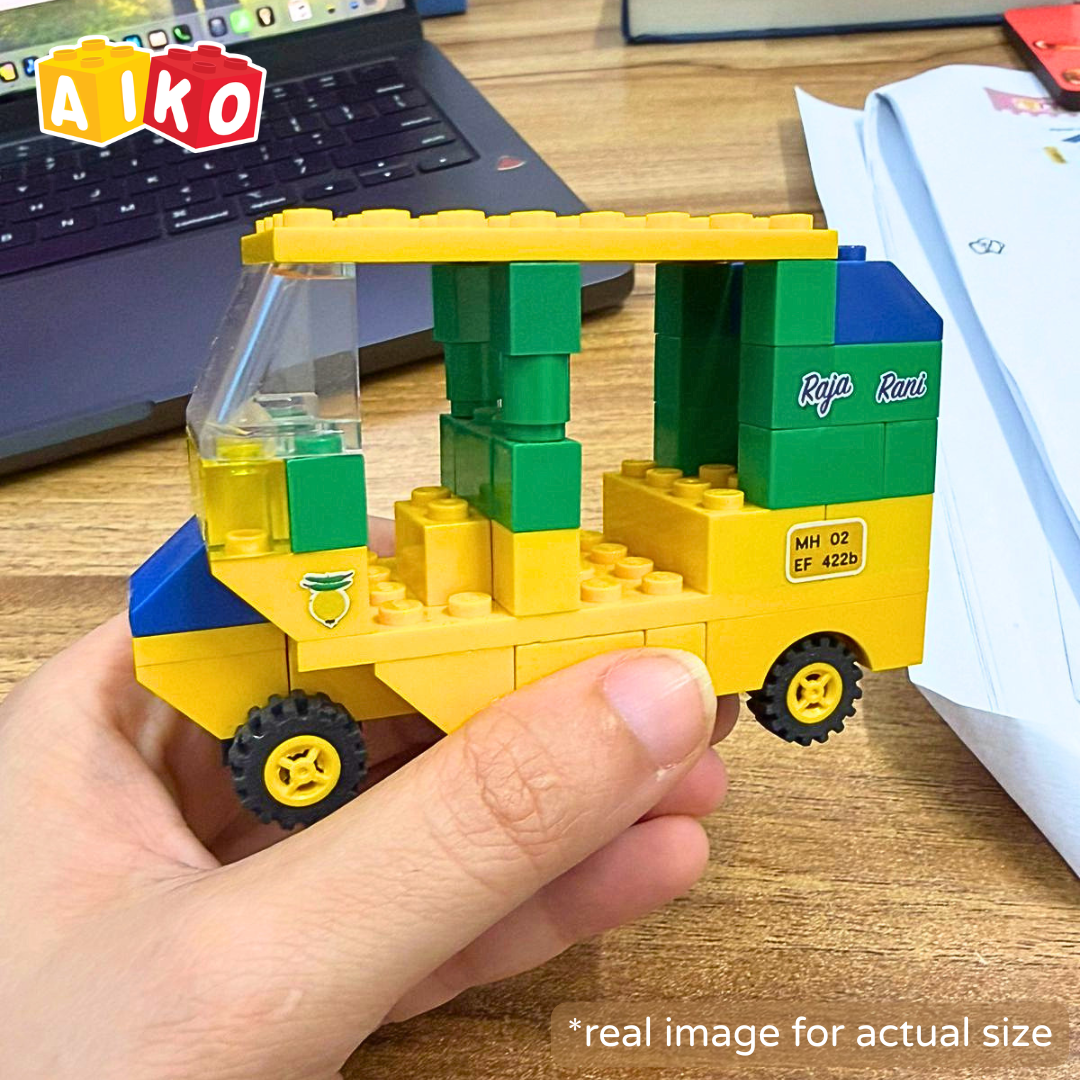 AIKO Build-a-Rick | Indian Rickshaw Building Block Set | 80 Building Blocks| Ages 4-99 years