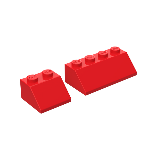 45° Roof Building Blocks 2x2 & 2x4 | Combo Pack of 10 (5 each)