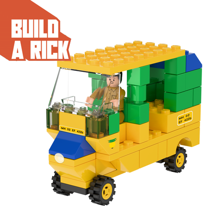 AIKO Build-a-Rick | Indian Rickshaw Building Block Set | 80 Building Blocks| Ages 4-99 years