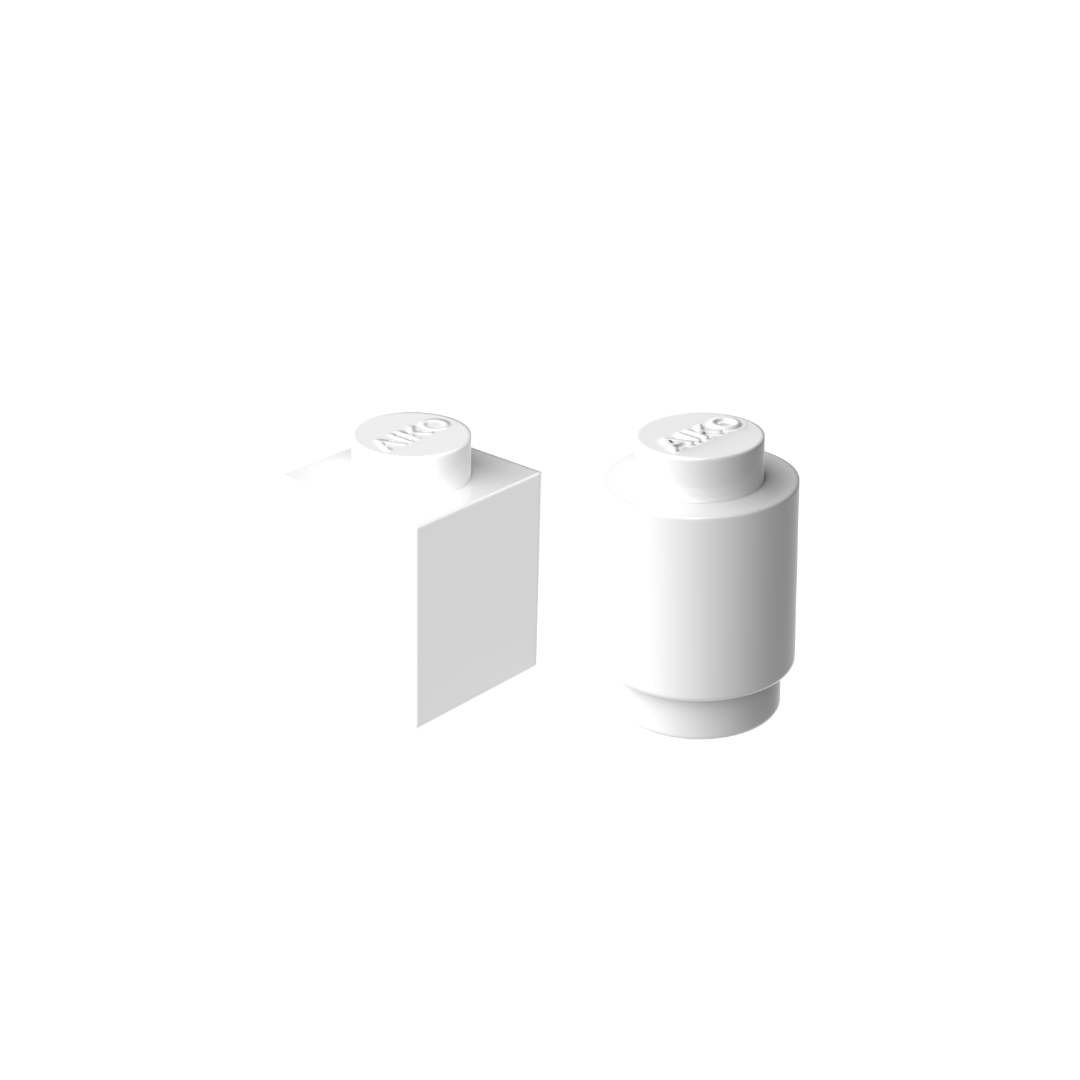 1x1 Building Blocks Combo | Square & Round | Pack of 20 (10 Each)