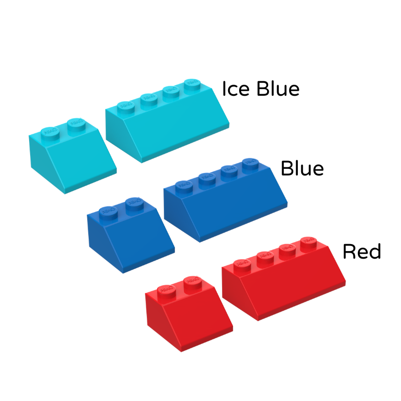 45° Roof Building Blocks 2x2 & 2x4 | Combo Pack of 10 (5 each)