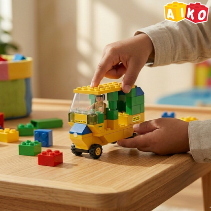 AIKO Build-a-Rick | Indian Rickshaw Building Block Set | 80 Building Blocks| Ages 4-99 years