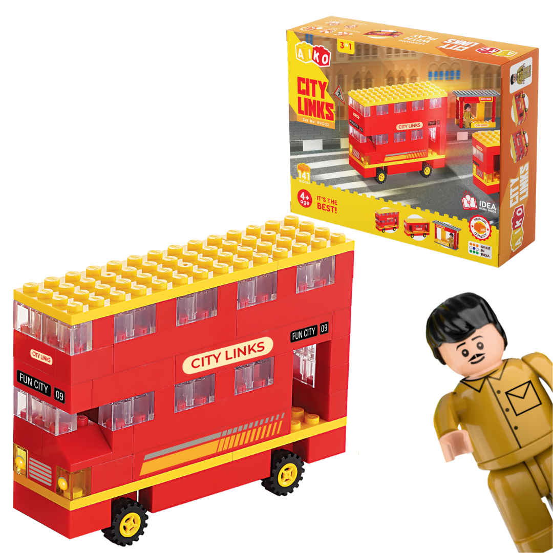 AIKO City Links | Mumbai BEST Bus Creative Building Block Set | Ages 4-99 years