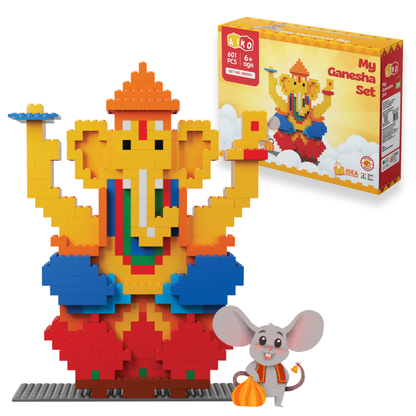 AIKO My Ganesha Set – Includes Mushak Sticker| Premium Cultural Building Block Toy