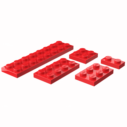 Flat Building Plates Combo Pack 1x2, 2x2, 2x3, 2x4 & 2x8 | Pack of 25 Pieces (5 each)