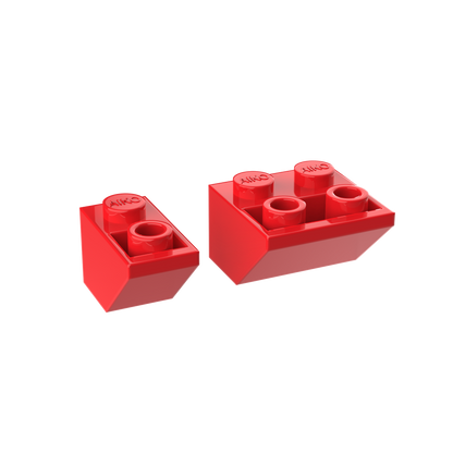 1x2 & 2x2 Reverse Roof Building Blocks | Combo Pack of 10 (5 Each)